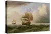 An English Ship Close-Hauled in a Strong Breeze-Willem van de Velde-Stretched Canvas
