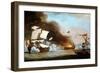 An English Ship in Action with Barbary Corsairs, circa 1680, C.1685 (Oil on Canvas)-Willem van de the Younger Velde-Framed Giclee Print
