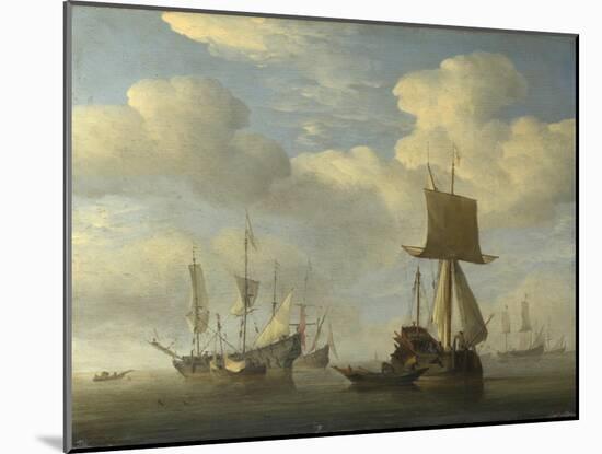 An English Vessel and Dutch Ships Becalmed, C. 1660-Willem Van De Velde The Younger-Mounted Giclee Print