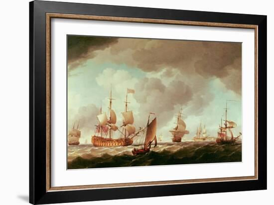 An English Vice-Admiral of the Red and His Squadron at Sea, C.1750-59-Charles Brooking-Framed Giclee Print
