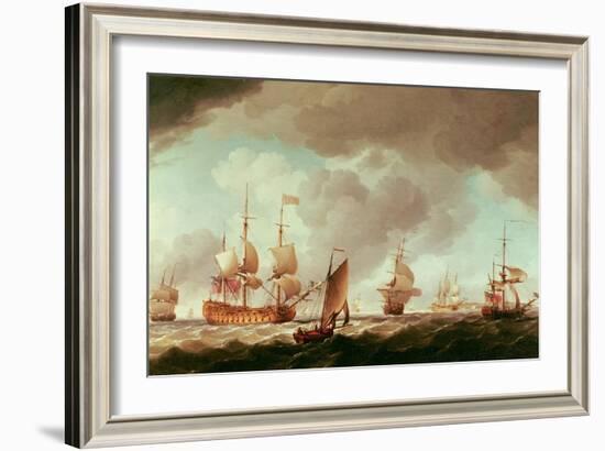 An English Vice-Admiral of the Red and His Squadron at Sea, C.1750-59-Charles Brooking-Framed Giclee Print