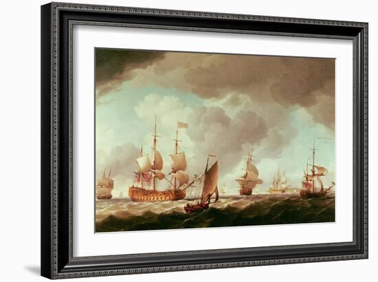 An English Vice-Admiral of the Red and His Squadron at Sea, C.1750-59-Charles Brooking-Framed Giclee Print