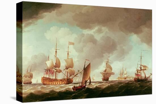 An English Vice-Admiral of the Red and His Squadron at Sea, C.1750-59-Charles Brooking-Stretched Canvas