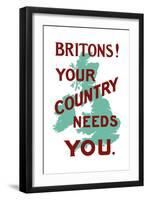 An English World War One Poster with the Outline of Great Britain-Stocktrek Images-Framed Art Print