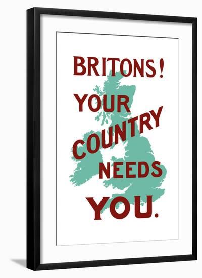 An English World War One Poster with the Outline of Great Britain-Stocktrek Images-Framed Art Print