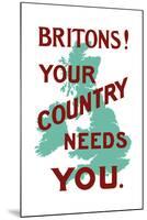 An English World War One Poster with the Outline of Great Britain-Stocktrek Images-Mounted Art Print