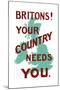 An English World War One Poster with the Outline of Great Britain-Stocktrek Images-Mounted Art Print