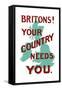 An English World War One Poster with the Outline of Great Britain-Stocktrek Images-Framed Stretched Canvas