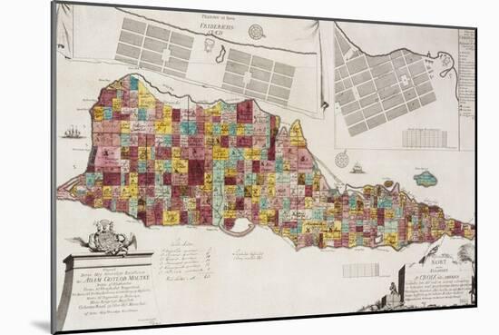 An engraved map of St Croix (Santa Cruz), 1754-null-Mounted Giclee Print