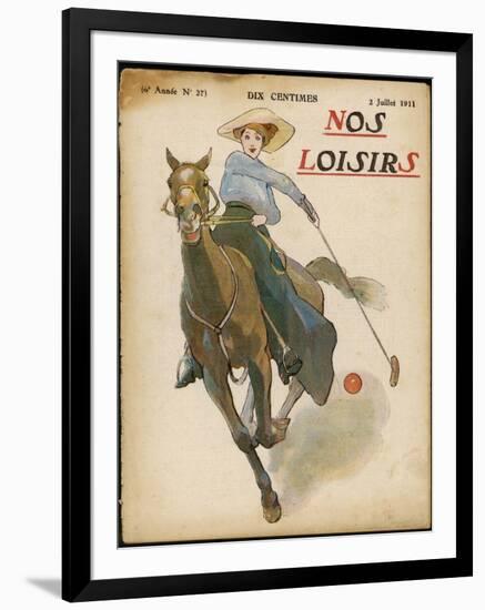 An Enthusiastic Lady Polo Player-null-Framed Photographic Print