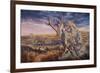 An Epicyon Attacks a Synthetoceras on the Run-null-Framed Art Print