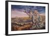 An Epicyon Attacks a Synthetoceras on the Run-null-Framed Art Print