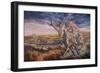 An Epicyon Attacks a Synthetoceras on the Run-null-Framed Art Print