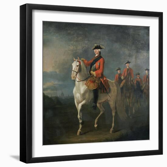 An Equestrian Portrait of King George III, Wearing the Order of the Garter-David Morier-Framed Giclee Print