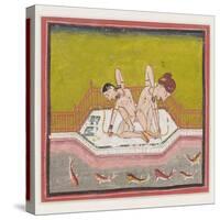 An Erotic Scene by the Edge of a River, C.1900 (Gouache and Gold on Paper.)-null-Stretched Canvas