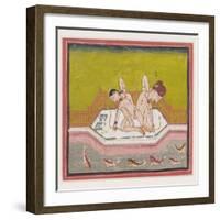 An Erotic Scene by the Edge of a River, C.1900 (Gouache and Gold on Paper.)-null-Framed Giclee Print