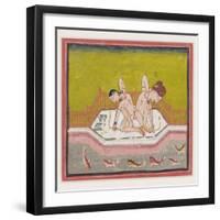 An Erotic Scene by the Edge of a River, C.1900 (Gouache and Gold on Paper.)-null-Framed Giclee Print