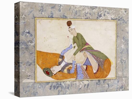 An Erotic Scene, Signed by Abdullah Bokhari Turkey, 1744-5 AD-Abdullah Bokhari-Stretched Canvas