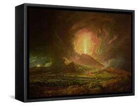An Eruption of Vesuvius, Seen from Portici, circa 1774-6-Joseph Wright of Derby-Framed Stretched Canvas