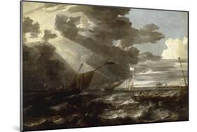 An Estuary Scene in a Gale, with Fishermen hauling in a Fixed Line-Bonaventura Peeters-Mounted Giclee Print