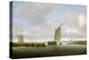 An Estuary Scene with Cattle Aboard a Ferry and a Windmill Beyond-Salomon van Ruisdael or Ruysdael-Stretched Canvas