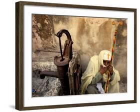 An Ethiopian Orthodox Christian Woman Pilgrim Rests-null-Framed Photographic Print