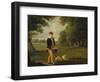 An Eton Schoolboy Carrying a Cricket Bat, with His Dog, on Playing Fields,-Arthur William Devis (Circle of)-Framed Giclee Print