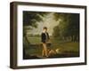 An Eton Schoolboy Carrying a Cricket Bat, with His Dog, on Playing Fields,-Arthur William Devis (Circle of)-Framed Giclee Print