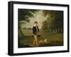 An Eton Schoolboy Carrying a Cricket Bat, with His Dog, on Playing Fields,-Arthur William Devis (Circle of)-Framed Giclee Print