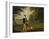 An Eton Schoolboy Carrying a Cricket Bat, with His Dog, on Playing Fields,-Arthur William Devis (Circle of)-Framed Giclee Print