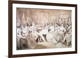 An Evening at Baron Von Spaun's: Schubert at the Piano Among His Friends-Moritz Ludwig von Schwind-Framed Giclee Print