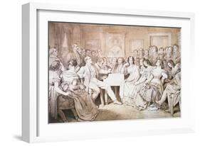 An Evening at Baron Von Spaun's: Schubert at the Piano Among His Friends-Moritz Ludwig von Schwind-Framed Giclee Print