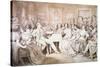 An Evening at Baron Von Spaun's: Schubert at the Piano Among His Friends-Moritz Ludwig von Schwind-Stretched Canvas