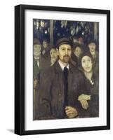 An Evening at Cafe Victor (Oil on Canvas)-Jules Adler-Framed Giclee Print
