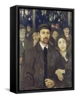 An Evening at Cafe Victor (Oil on Canvas)-Jules Adler-Framed Stretched Canvas