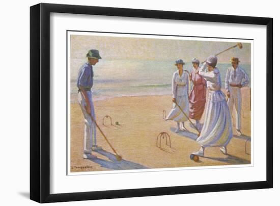 An Evening Game of Croquet on the Beach-null-Framed Art Print