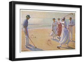 An Evening Game of Croquet on the Beach-null-Framed Art Print