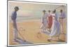 An Evening Game of Croquet on the Beach-null-Mounted Art Print