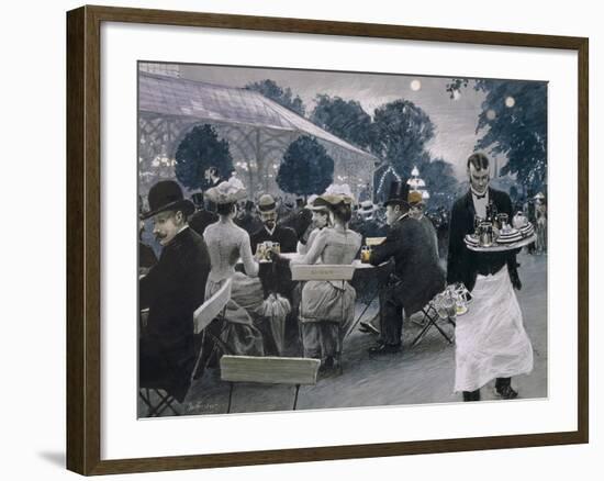 An Evening in the Tivoli Gardens in Copenhagen, 1890-Paul Fischer-Framed Giclee Print