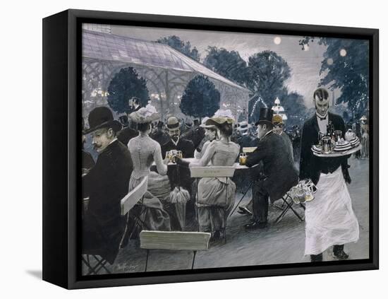 An Evening in the Tivoli Gardens in Copenhagen, 1890-Paul Fischer-Framed Stretched Canvas