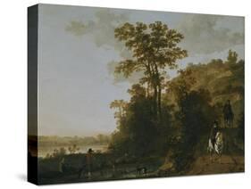 An Evening Ride Near a River-Aelbert Cuyp-Stretched Canvas