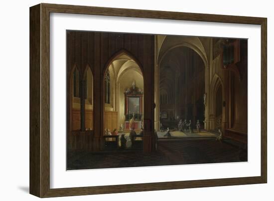 An Evening Service in a Church, 1649-Pieter Neeffs the Elder-Framed Giclee Print