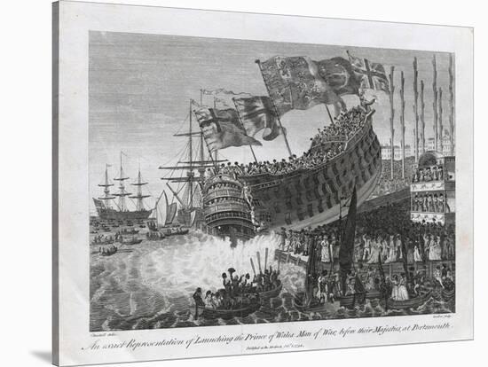 An Exact Representation of Launching the Prince of Wales Man of War-null-Stretched Canvas