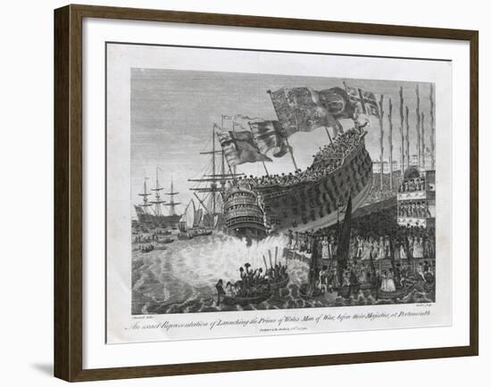 An Exact Representation of Launching the Prince of Wales Man of War-null-Framed Giclee Print