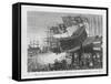 An Exact Representation of Launching the Prince of Wales Man of War-null-Framed Stretched Canvas