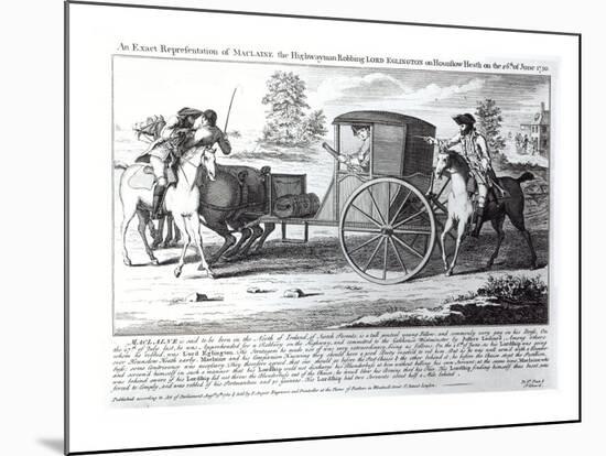 An Exact Representation of Maclaine the Highwayman Robbing Lord Eglington on Hounslow Heath-English School-Mounted Giclee Print