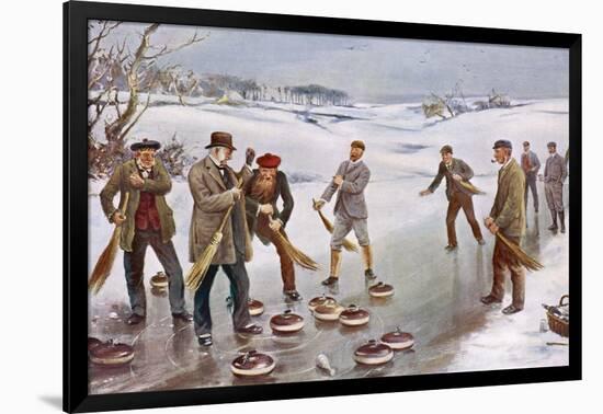 An Exciting Finish to a Curling Match in Scotland-J. Michael-Framed Photographic Print