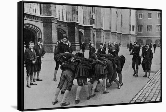 An exciting game: pupils of Christ's Hospital school, City of London, c1900-RW Thomas-Framed Stretched Canvas