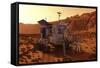 An Explorer Departs a Manned Rover Ina Martian Canyon-Stocktrek Images-Framed Stretched Canvas