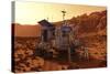 An Explorer Departs a Manned Rover Ina Martian Canyon-Stocktrek Images-Stretched Canvas